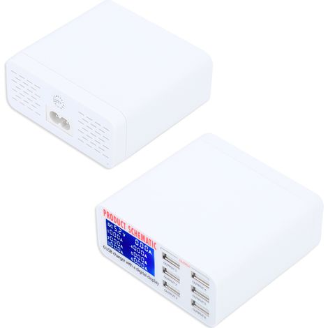 Chargeur secteur USB intelligent multifonctionnel à 6 ports pour téléphones portables et tablettes (100-240 V UE) (1/5)