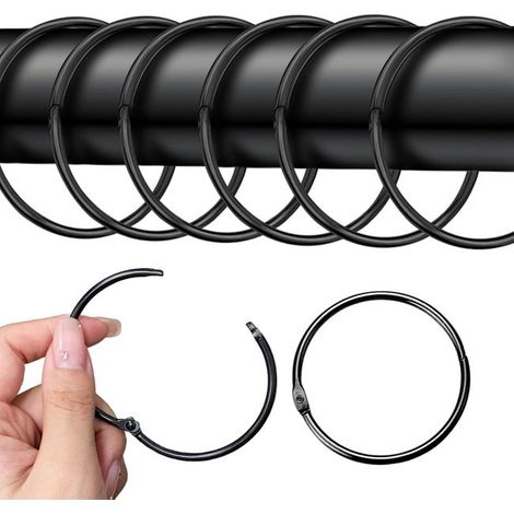Set di 20 anelli per tende - 50 mm - Anelli rotondi - Clip in metallo per tende e bastoni per tende - Neri (1/5)