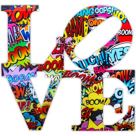 Love Pop Art Pared Multicolor 55 x 55 x 0,4 cm - SpazioLuzio