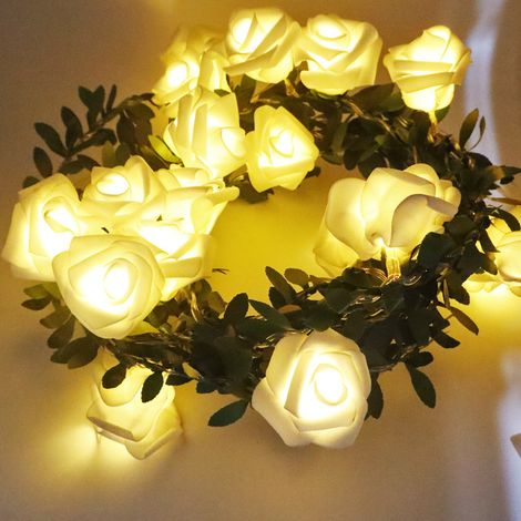 Guirlande lumineuse LED rose osier 3m avec 20 ampoules déco Noël couronne DIY couleur chaude