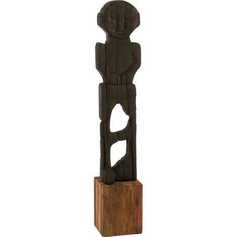 statue mara bois noir naturel décoration ethnique artisanale - Noir profond et bois naturel (1/2)