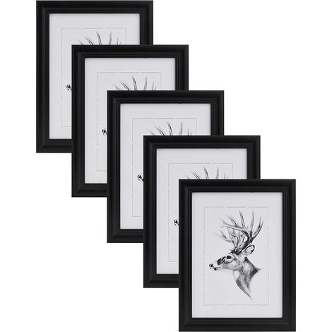 WOLTU 5x Cadre Photo, 30x40cm, Cadre en Bois et Verre, Noir