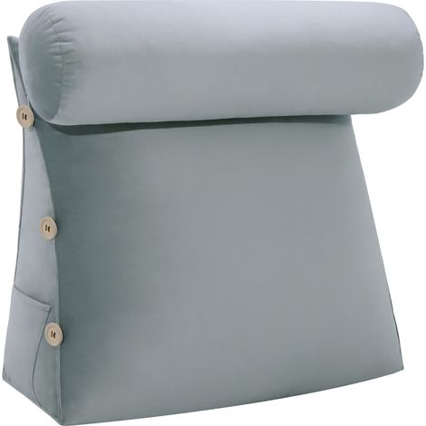 VERCART Coussin de Lecture Incliné Oreiller Traversin Compensé Soutien Dos Triangulaire Coussin à Coins Support Lombaire avec Polochon Tête de Lit Dossier Canape Gris 60CM (1/5)