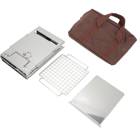 Réchaud à bois de camping pliable en acier inoxydable avec mini barbecue intégré pour un pique-nique en plein air chaleureux (1/5)