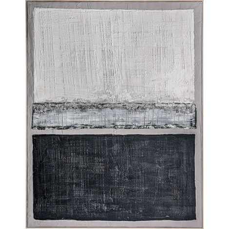 Tableau contemporain gris sur toile effet artisanal ambiance zen - Gris clair nuances beige (1/5)