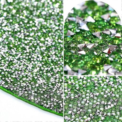 Ensemble de 4 sets de table verts à strass ronds, décor diamant concassé, idéal pour le printemps, la cuisine, la décoration de table, 38 cm (1/4)