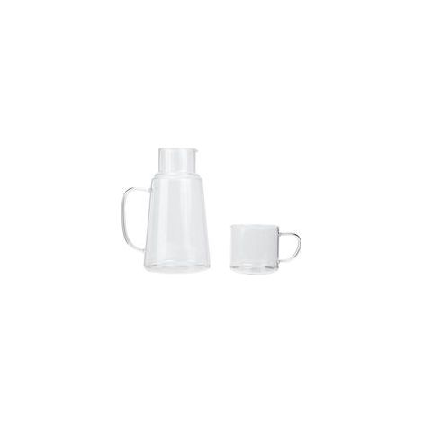 2000 ml Kaltwasserkaraffe aus transparentem Borosilikatglas mit integrierter Tasse, großes Fassungsvermögen, für Zuhause, Büro und Partys (1/5)