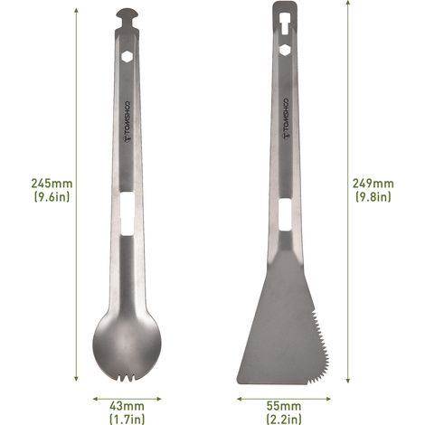 Pince service titane barbecue polyvalent, avec fourchette et spatule dentelée, camping, randonnée, pique-nique, cuisine (1/5)