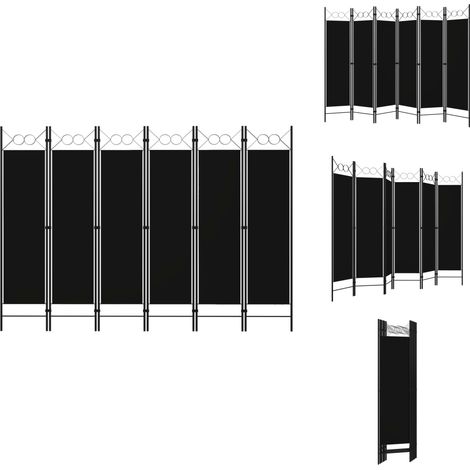Cloison de séparation 6 panneaux Noir 240x180 cm - Cloison De Séparation - Paravent - Séparateur De Pièce - Intimite - Decoration (1/5)