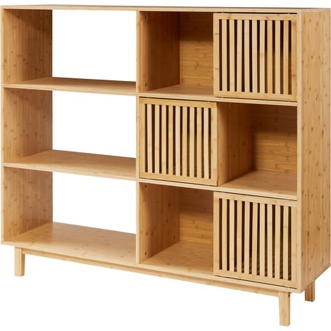 Libreria in bambù naturale 128 x 147 x 39 cm 030009004