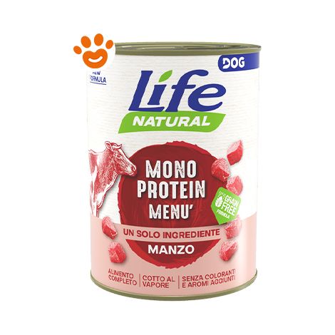 Life Dog Natural Monoprotein Menù Manzo - Life Dog Natural Monoprotein Menù Manzo - Lattina Da 400 Gr