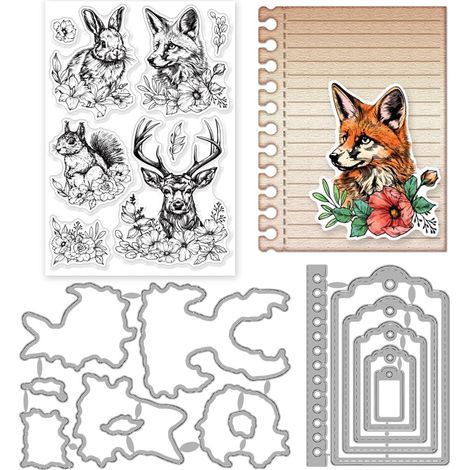 Lot de 3 pochoirs en PVC avec tampons en silicone réutilisables et matrices de découpe transparentes pour la fabrication de cartes, le scrapbooking, le gaufrage, les albums et les loisirs (1/5)