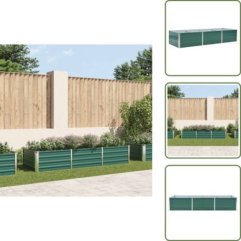 Garten-Hochbeet Verzinkter Stahl 240x80x45 cm Grün - Gartenhochbeet - Metallhochbeet - Stahlteich - Balkonbepflanzung - Terrasse Bepflanzung (1/5)