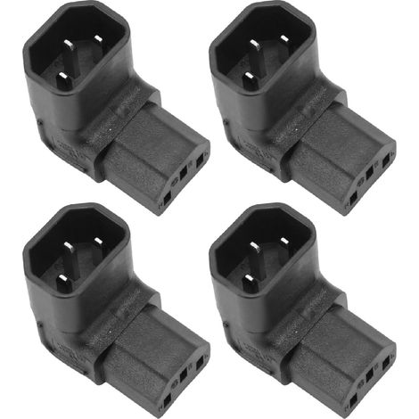 Adaptateur secteur IEC 4 pièces C14 vers C13, angle de 90°, 2500 W, 2,5 A vers 10 A, 250 V, boîtier cuivre PVC, pour onduleur, PDU ou ordinateur.