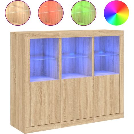 Maison Exclusive - Aparador con luz LED 3 piezas madera de ingeni (1/5)