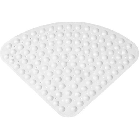 Alfombrilla de ducha antideslizante con esquinas, alfombrilla de baño de goma triangular/cuarto de círculo, con orificios de drenaje y ventosas. (1/5)