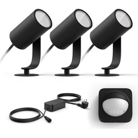 Philips Hue Lily 3 spots extérieur (Anthracite) Lumière blanche et colorée - Incl. 1 Câble d'alimentation, 1 Détecteur de mouvement extérieur - White and Color Ambiance (1/5)