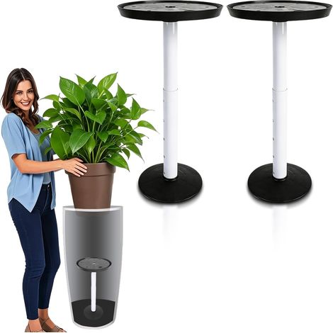 2 Ensembles Réglable De Hauteur Pour Les Plantes, Plante À Hauteur Du Jardinière À L'intérieur Des Pots Le Jardinière En Plastique Insert La Charge De Casserole Avec Trou De Drainage(Noir) (1/5)
