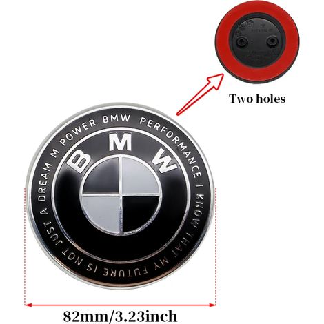 (1 pièce, 82 mm, 2 trous, Chine continentale) - Convient pour BMW : logo Thunder noir et blanc, emblème de capot avant, badge arrière, cache-moyeu de roue, autocollant de volant (1/5)