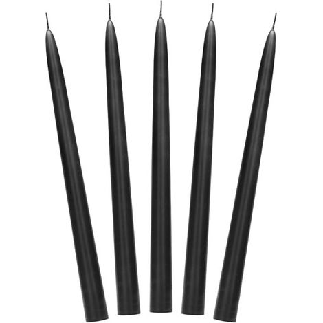 Velas cónicas negras mate de 24 cm, 10 unidades. (1/3)