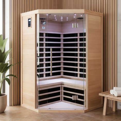 Sauna Infrarouge d'Angle SNÖ 2-3 Places 2180W Hemlock avec Bluetooth et Chromothérapie (1/5)