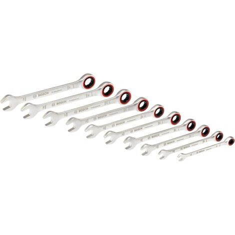 Bosch Professional 1600A02AU0 Set di chiavi combinate a cricchetto 10 Pz. (1/4)