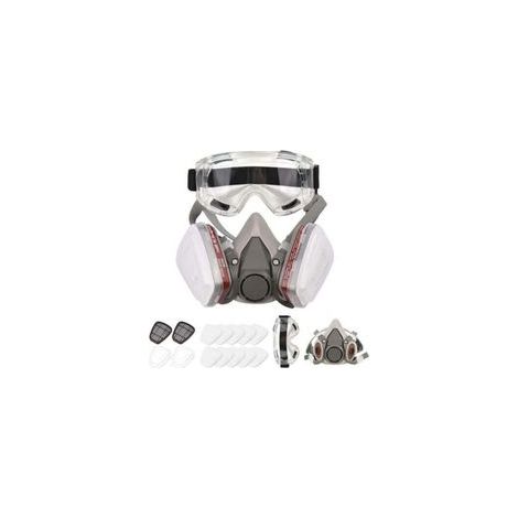 Respirateur réutilisable Demi-masque 6200 Masque à gaz Protection respiratoire Respirateurs avec lunettes de sécurité pour peinture Soudage à la vapeur organique Polissage Travail du bois et autres pr (1/5)