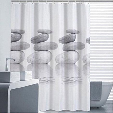 Rideau de douche 200x200 rideau de douche en textile gris galet anti-moisissure et déperlant (200200cm), (1/5)