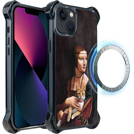 Funda ibizu DropGuard Ultra para iPhone 13 con MagSafe, Leonardo Da Vinci, dama con gato (1/5)
