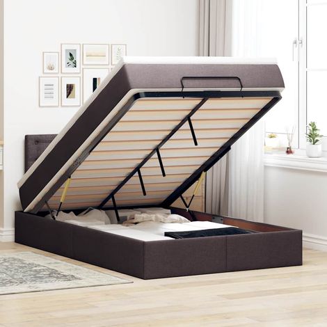 Ottoman-Bett mit Matratze Dunkelbraun 120x200 cm Stoff (1/5)