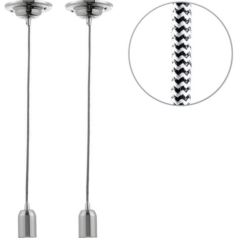 Litecraft Ceiling Pendant Braided Cable Kit E27 1 Light In Herringbone - 2 Pack (1/5)