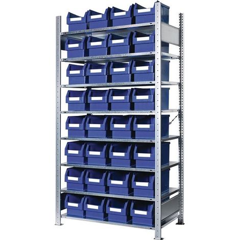Steckregal H2000xB1000xT400mm Grundregal 8 Stahlböden 32 x Gr. 3 blau
