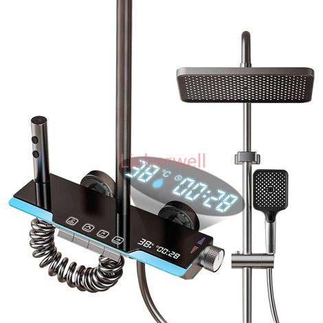 Système de douche de salle de bain de haute qualité avec affichage LED, robinet de baignoire en cuivre, ensemble de douche pour salles de bain (1/5)