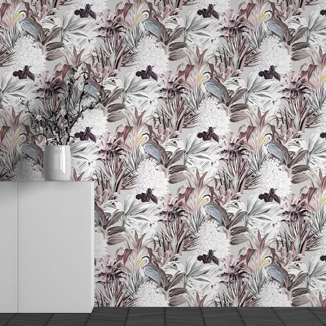 Papier peint panoramique - Motif Fleurs Oiseaux - 130 cm x 81 cm (1/3)