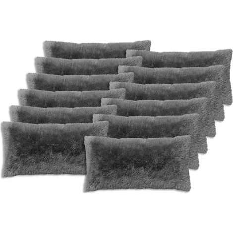Kissenbezug 12 pcs HEERLEN Hellgrau 40 x 80 cm PV Fleece vidaXL