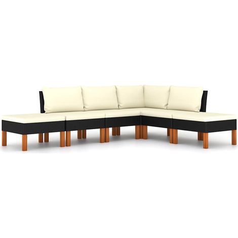 Salon de jardin 6 pcs Contemporain, Ensemble repas de jardin, avec coussins Résine tressée Noir OIB2662E (1/4)