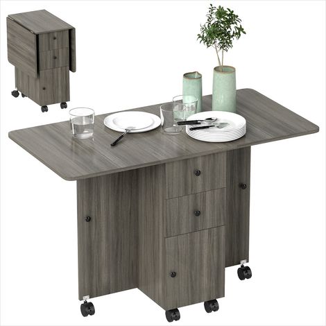 Table de salle à manger pliante avec rangements gris foncé 120 x (1/5)