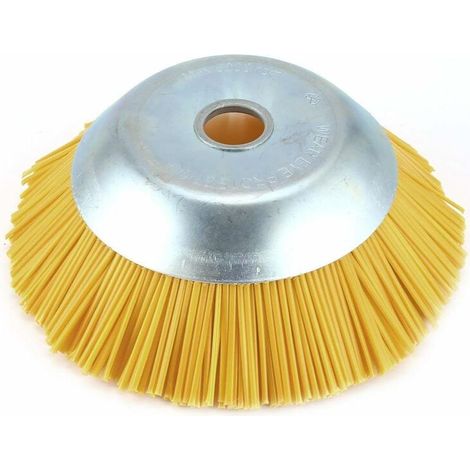 Brosse anti-mauvaises herbes en nylon pour débroussailleuse - Outil de jardin - Tête de débroussailleuse - Trou intérieur 25,4 mm - Jaune - 200 mm,jaune Lefou (1/5)