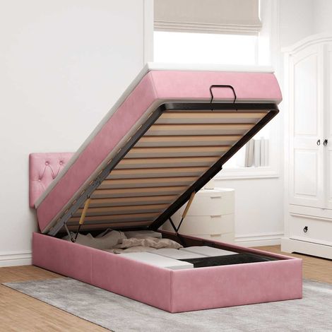 vidaXL Lit ottoman avec matelas et LED rose 80x200cm velours (1/5)