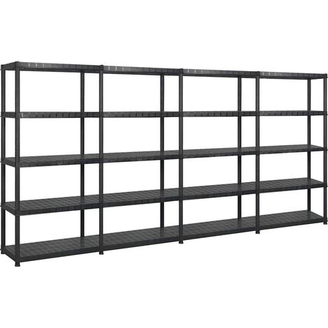 vidaXL Estanterías de almacenaje 5 niveles plástico negro 340x40x185cm (1/5)