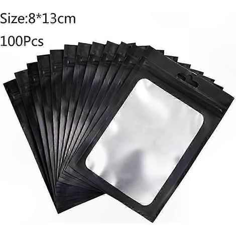 100 luftdichte, flache Aluminium-Zip-Lock-Beutel, transparente Kosmetikbeutel, dicke Mini-Mylar-Folie, wiederverschließbar, geruchsdicht zum Verpacken kleiner Gegenstände (1/5)