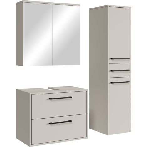 Mobile sottolavabo Florence 60cm - Cashmere - armadietto a specchio e colonna