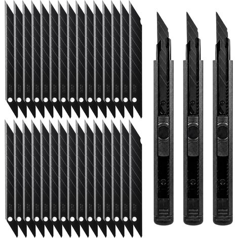 Stainless Steel 9mm Craft Knife Retractable Utility Set 30°Stainless Steel Blades Blade Craft Cutter Paper Cardboard Fabric Plastic DIY Cutting Task (1/5)