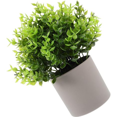 Bonsaï Artificiel Décoratif en Plastique Vert Réaliste Pot, Plante Artificielle pour Décoration Intérieure Salon ou Rebord de Fenêtre (1/5)