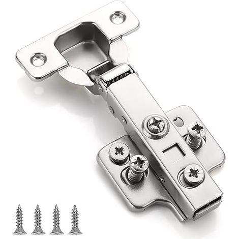 2 pièces Recouvrante Charnière Porte Cuisine, angle d'ouverture 110 ° réglable avec ressort hydraulique Charnières d'armoire de cuisine charniere porte placard (1/5)