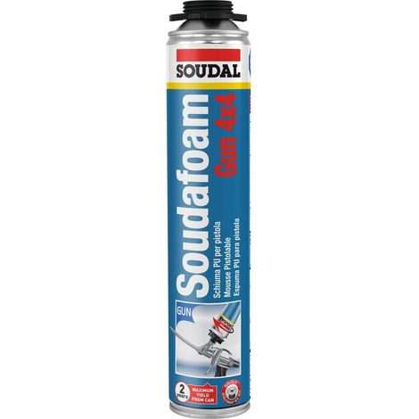 Soudal – Mousse polyuréthane expansive pistolable 750ml – Isolation acoustique et thermique – Pour espaces confinés et chantiers humides