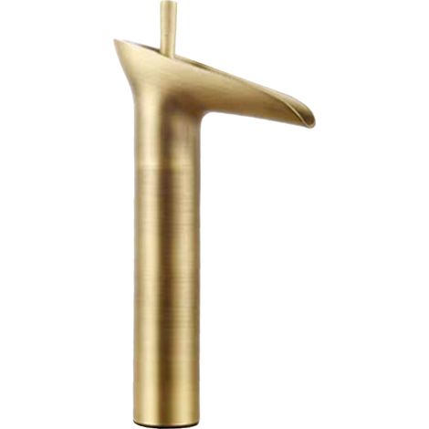 Retro-Waschtischarmatur mit Wasserfall-Effekt, aus massivem Messing, Einhebelmischer mit hohem Auslauf, Warm-/Kaltwasser, inklusive 2 Zulaufschläuchen, elegante Ausführung