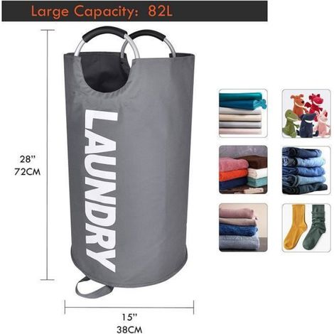 Panier À Linge - 82 L - Pliable - 38 x 38 x 72 cm - Tissu Oxford 600D - Pour Intérieur Ou Blanchisserie - 1 Pièce (1/4)