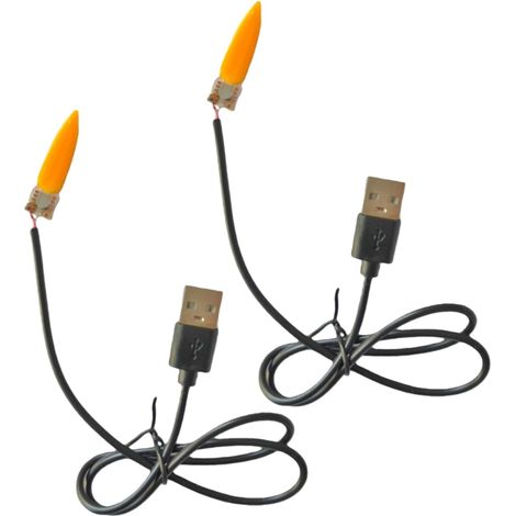 Lot de 2 lampes à LED en forme de flamme avec perles USB (1/5)