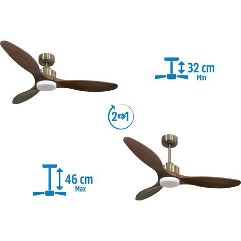 Modulo slim - Super destratificateur et ventilateur DC 132 cm Chocolat pales bois noir avec Lumière 25 à 35 m² (1/5)